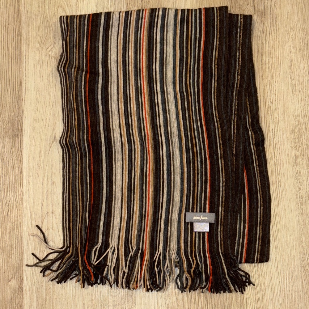 Neiman Marcus Men's Striped Scarf in Earth Tones